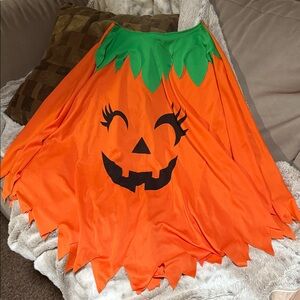 Orange Pumpkin Cape with Green Trim